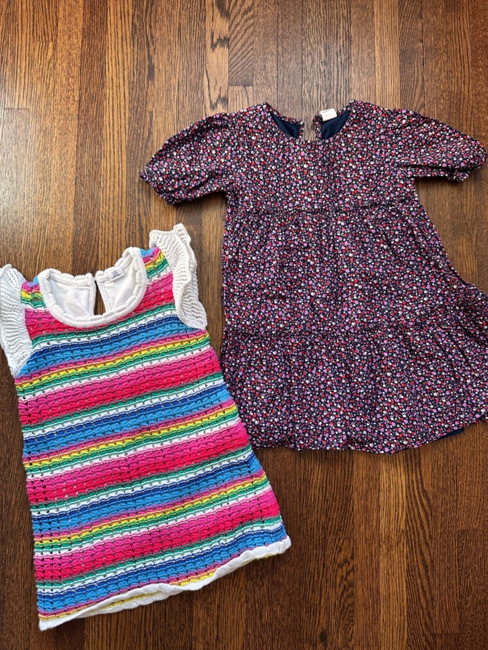 GAP Girls' Multicolor Striped Knit Dress & Navy Floral Dress Set